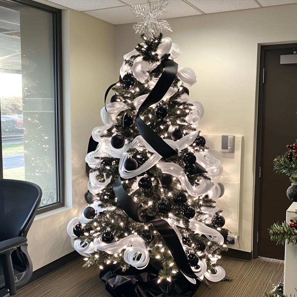 23. Black & White Tree with Abstract Decorations for an Artistic Look