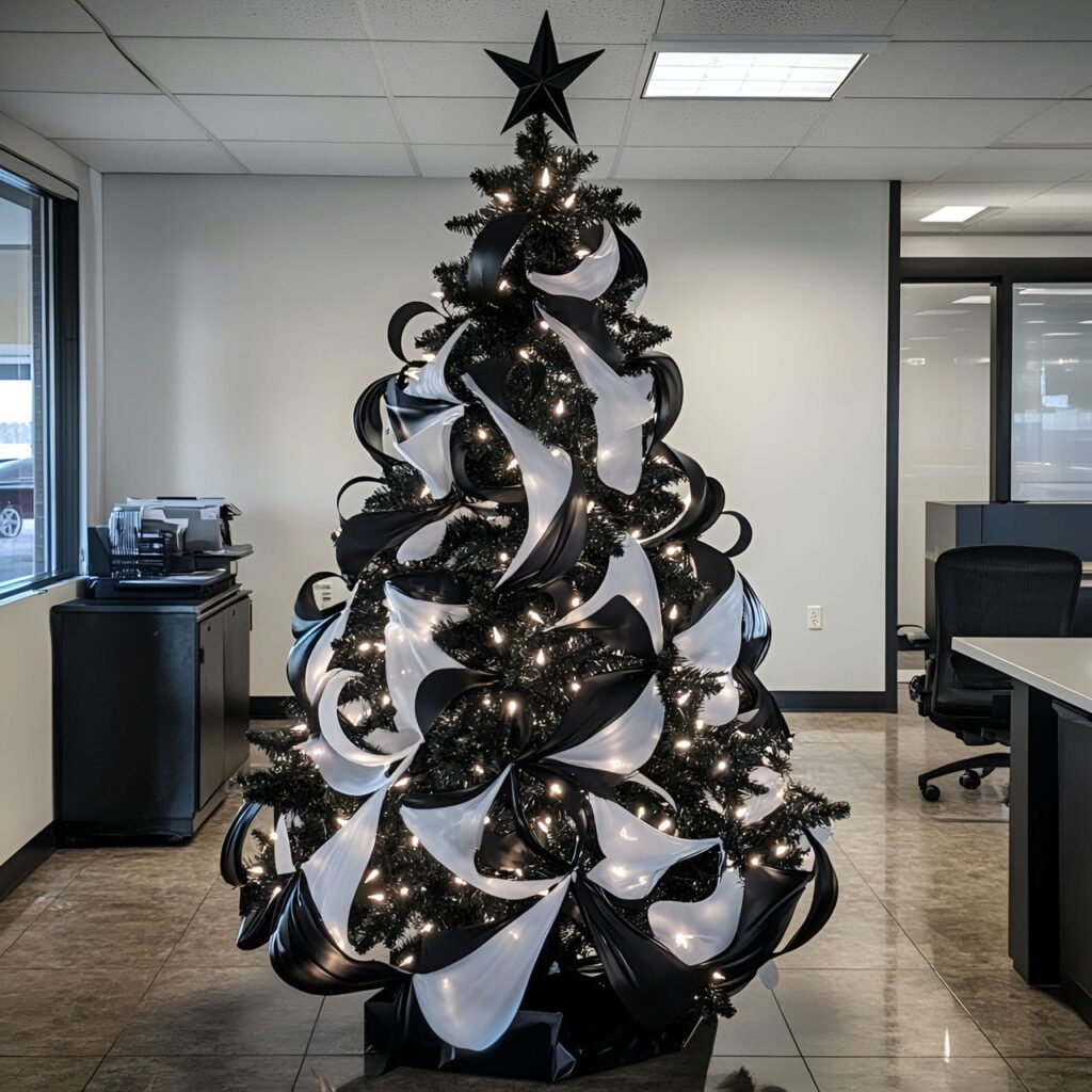 23. Black & White Tree with Abstract Decorations for an Artistic Look