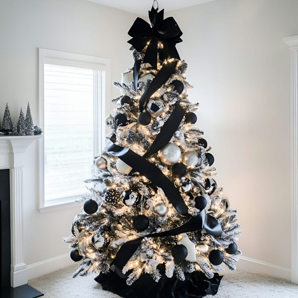 23. Black & White Tree with Abstract Decorations for an Artistic Look