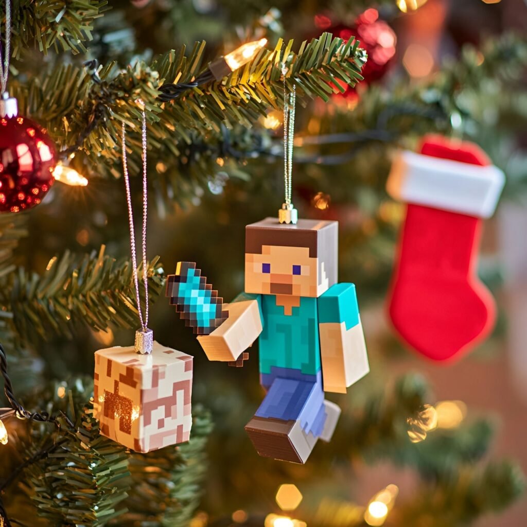 27. Minecraft-Inspired Christmas Tree: Blocky Holiday Décor for Gamers