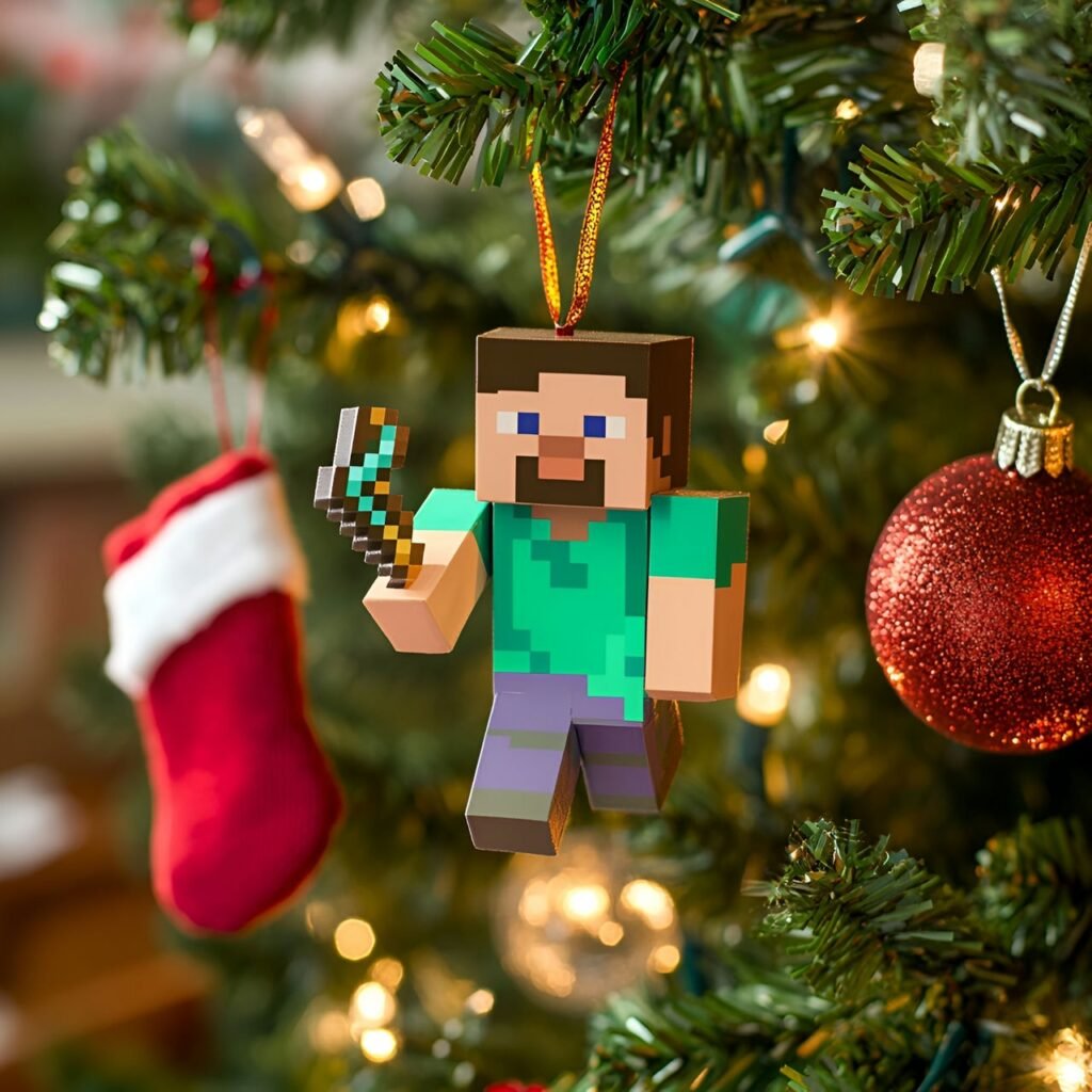 27. Minecraft-Inspired Christmas Tree: Blocky Holiday Décor for Gamers