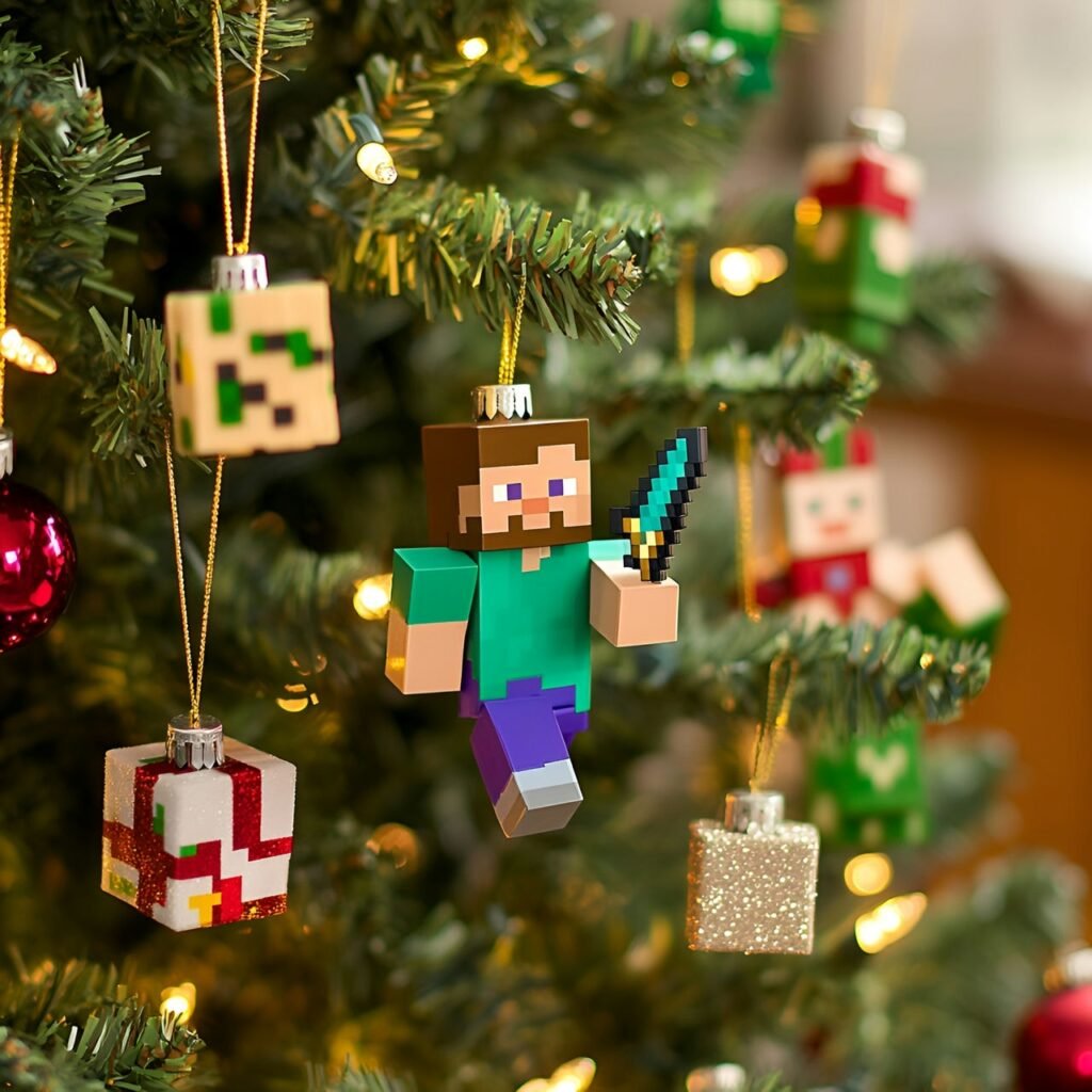 27. Minecraft-Inspired Christmas Tree: Blocky Holiday Décor for Gamers