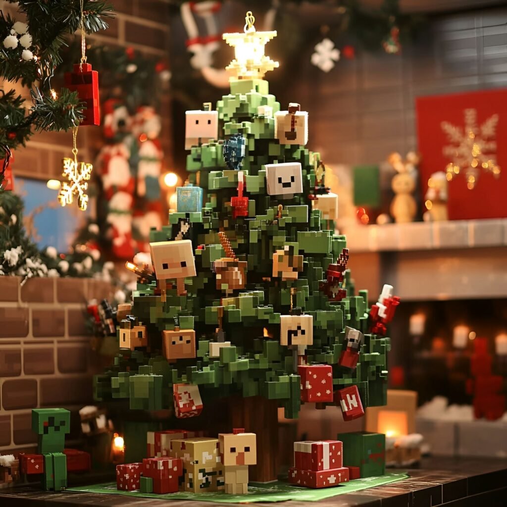 27. Minecraft-Inspired Christmas Tree: Blocky Holiday Décor for Gamers