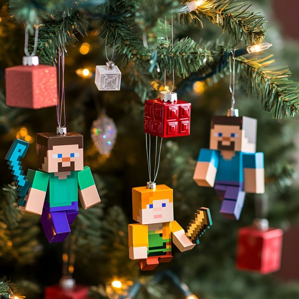 27. Minecraft-Inspired Christmas Tree: Blocky Holiday Décor for Gamers