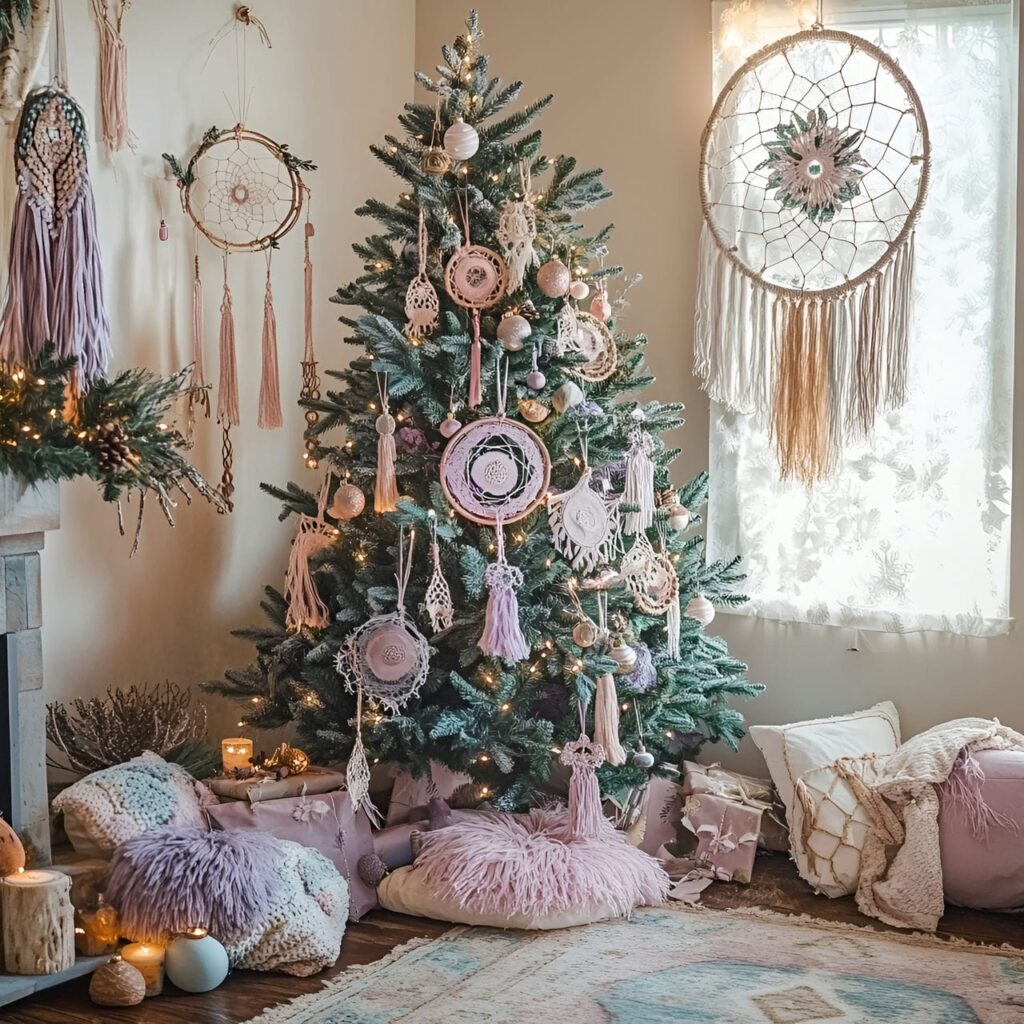 02. Bohemian Pastel Christmas in Scandinavian Style with Dreamcatchers