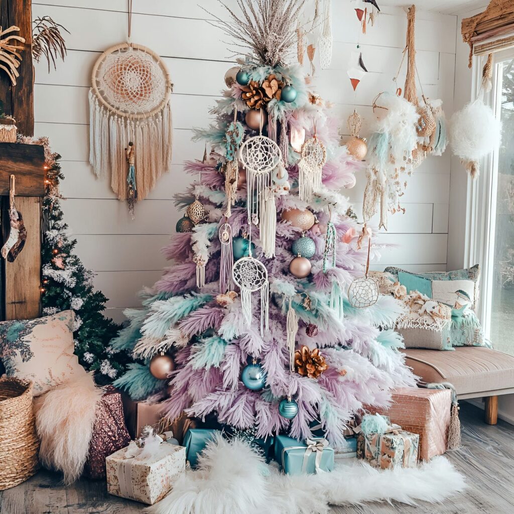 02. Bohemian Pastel Christmas in Scandinavian Style with Dreamcatchers