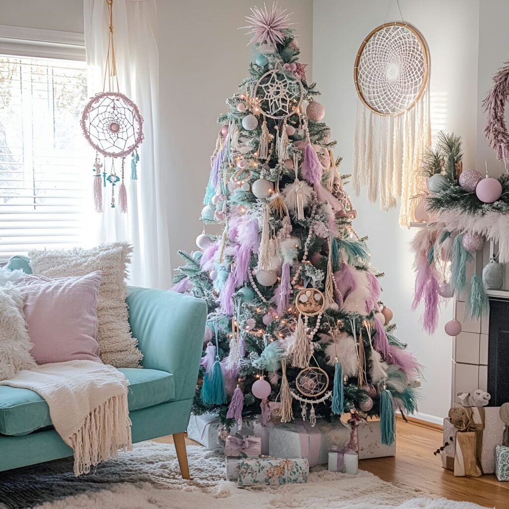 02. Bohemian Pastel Christmas in Scandinavian Style with Dreamcatchers