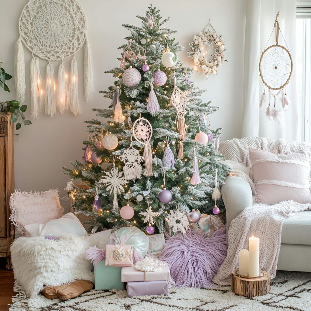 02. Bohemian Pastel Christmas in Scandinavian Style with Dreamcatchers