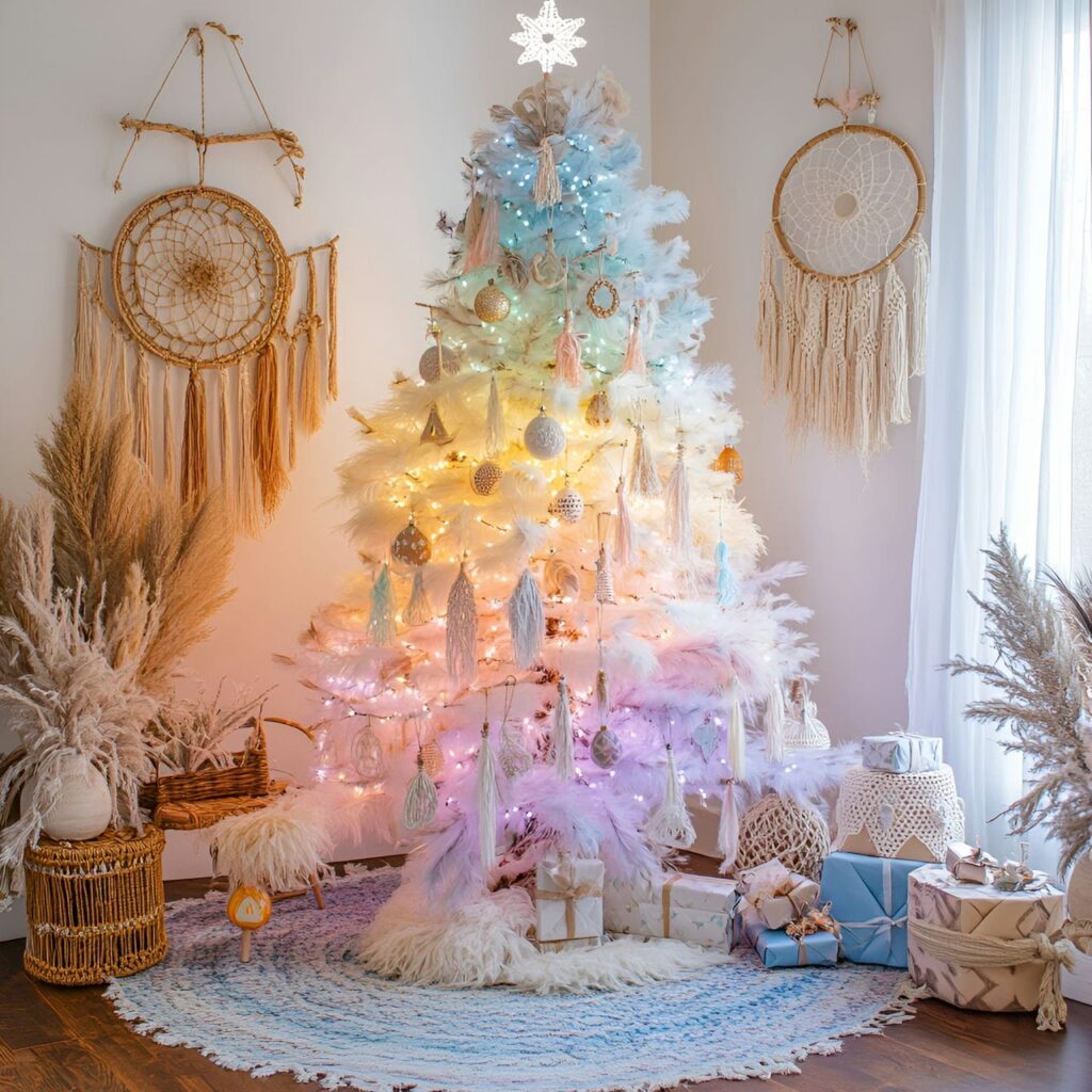 16. Boho Rainbow Light Tree with a Relaxed Rainbow Gradient