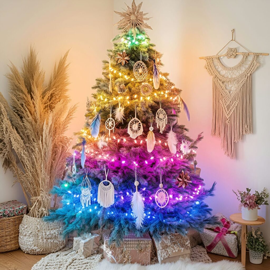 16. Boho Rainbow Light Tree with a Relaxed Rainbow Gradient