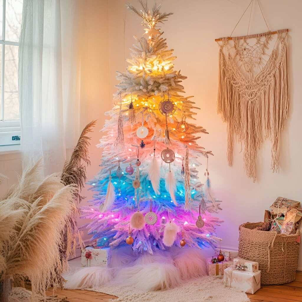 16. Boho Rainbow Light Tree with a Relaxed Rainbow Gradient