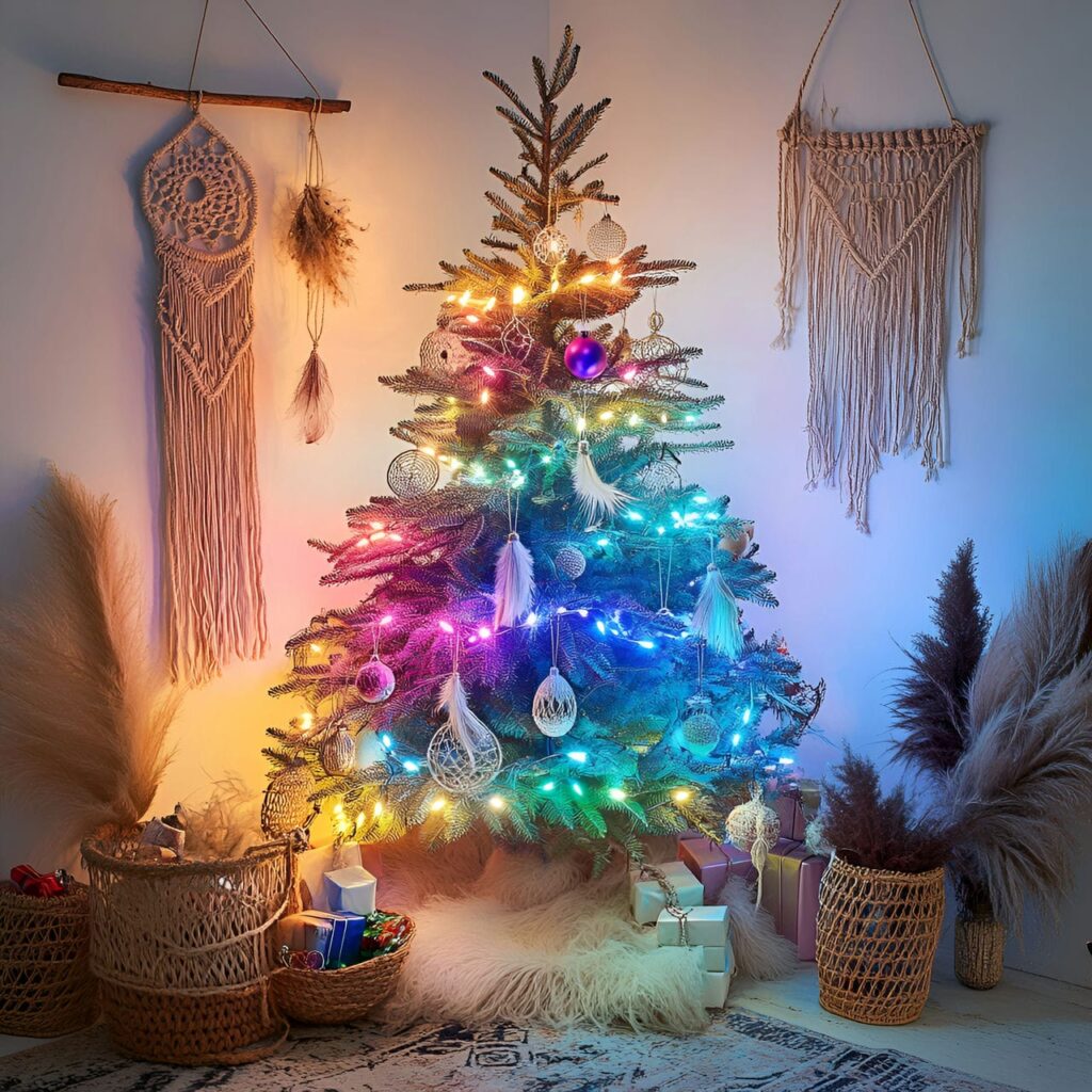 16. Boho Rainbow Light Tree with a Relaxed Rainbow Gradient