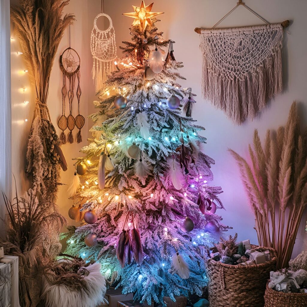 16. Boho Rainbow Light Tree with a Relaxed Rainbow Gradient