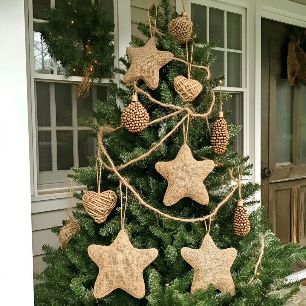 08. Burlap Ornament Tree with Rustic Twine Details