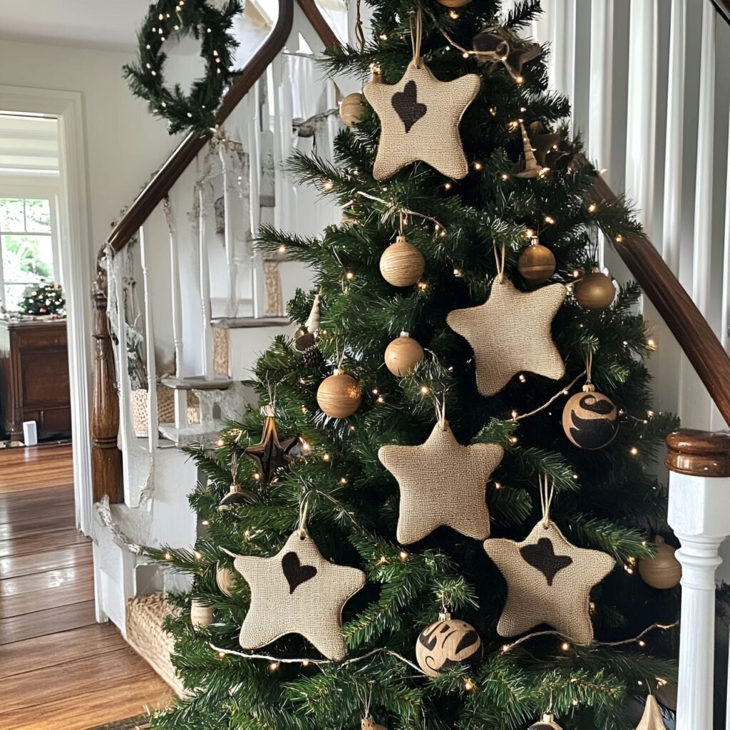 08. Burlap Ornament Tree with Rustic Twine Details