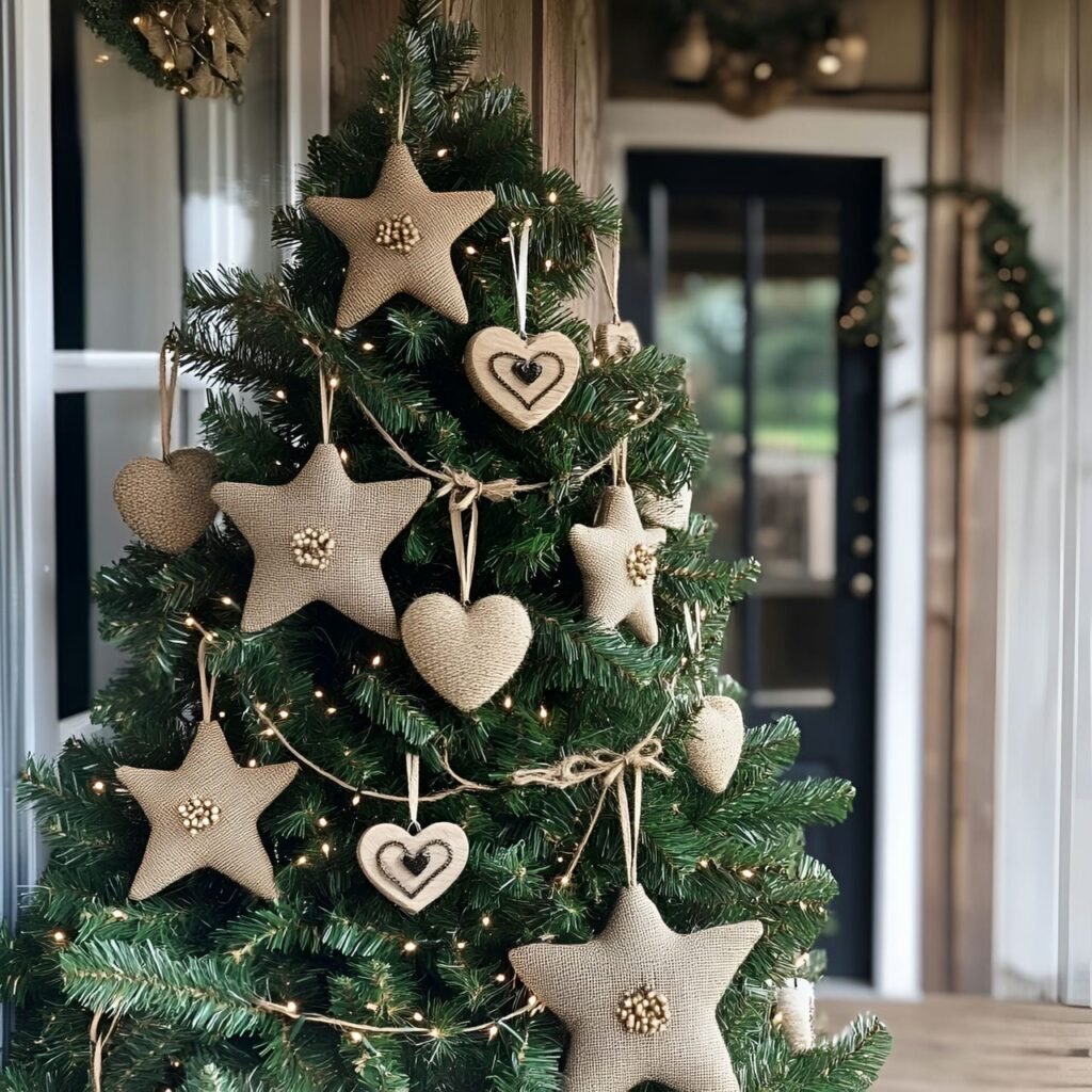 08. Burlap Ornament Tree with Rustic Twine Details