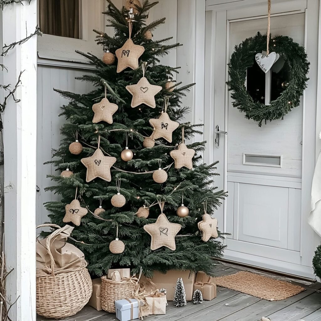 08. Burlap Ornament Tree with Rustic Twine Details