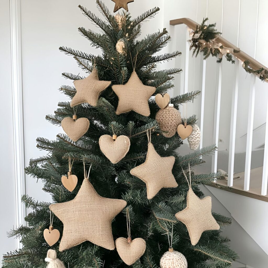 08. Burlap Ornament Tree with Rustic Twine Details