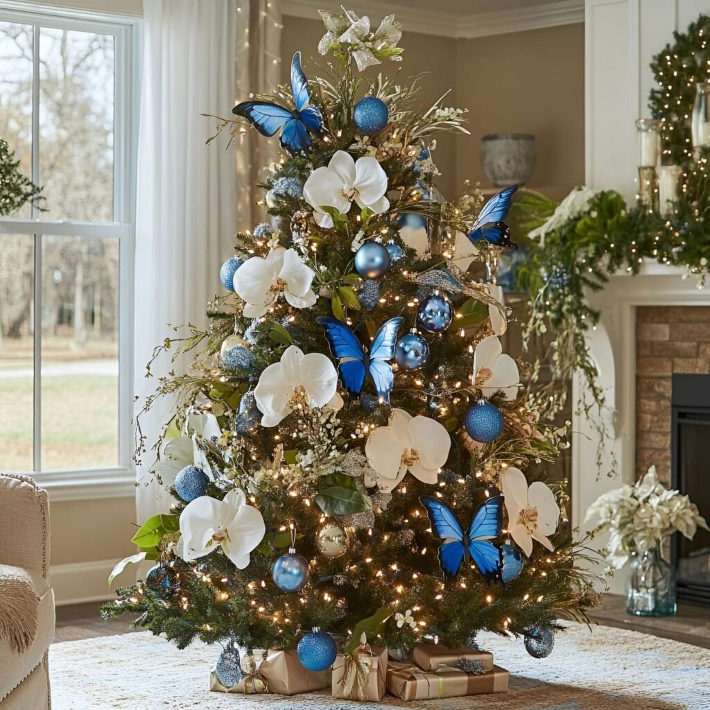 07. Butterfly Garden Tree with Floral Accents and Butterfly Ornaments