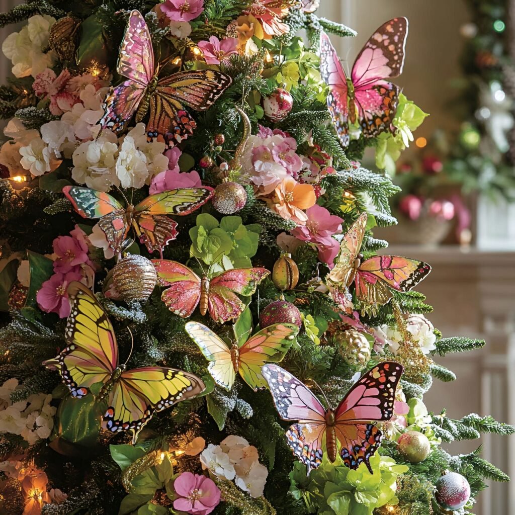 07. Butterfly Garden Tree with Floral Accents and Butterfly Ornaments