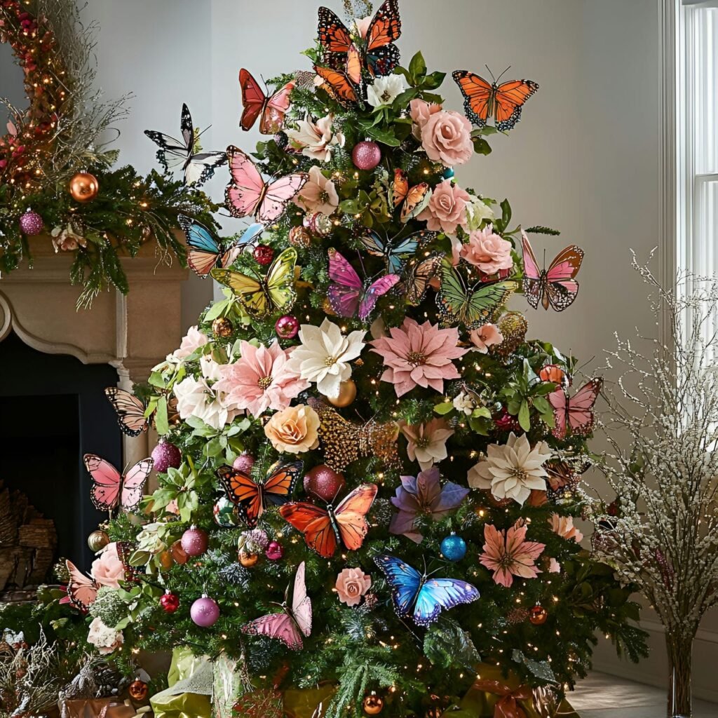 07. Butterfly Garden Tree with Floral Accents and Butterfly Ornaments