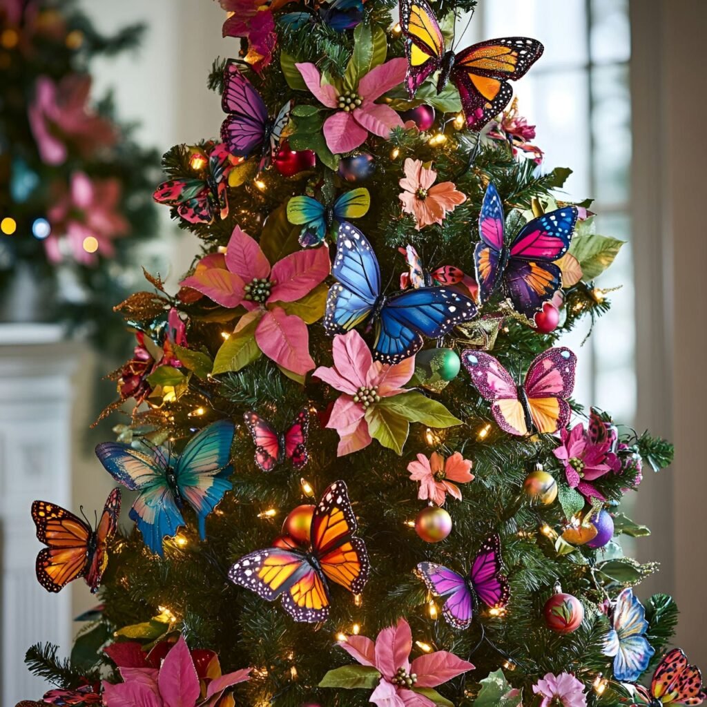 07. Butterfly Garden Tree with Floral Accents and Butterfly Ornaments