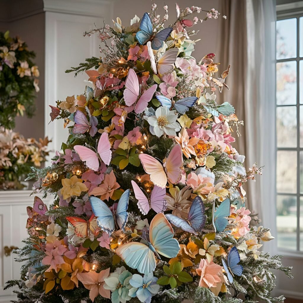 07. Butterfly Garden Tree with Floral Accents and Butterfly Ornaments