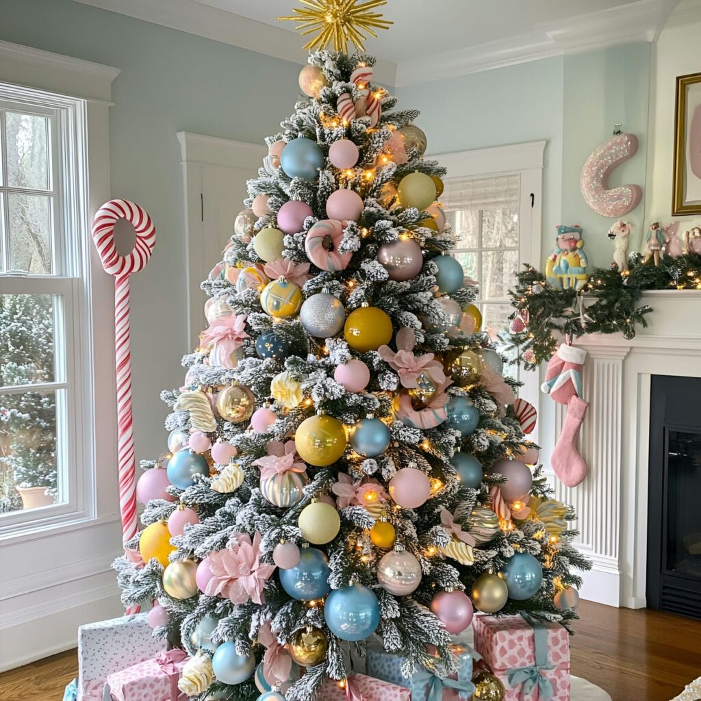 05. Candy-Colored Christmas Tree with Pastel Ornaments