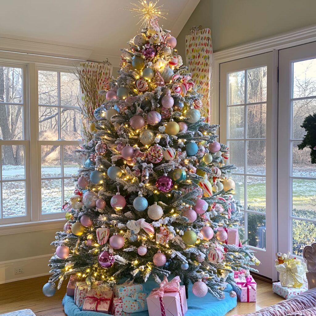 05. Candy-Colored Christmas Tree with Pastel Ornaments