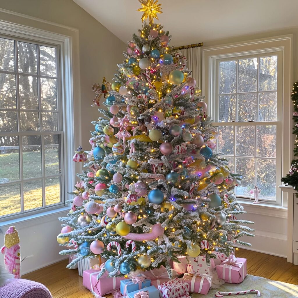 05. Candy-Colored Christmas Tree with Pastel Ornaments