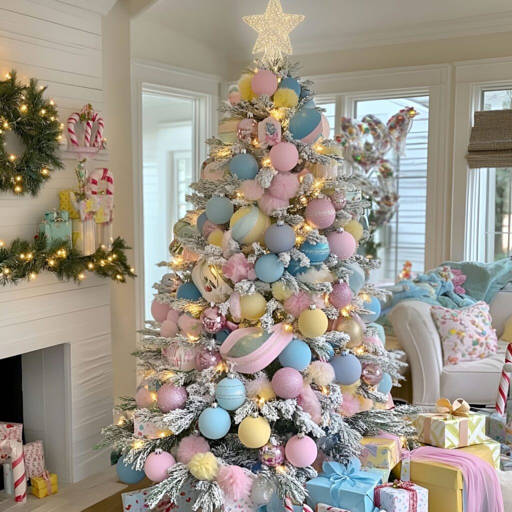 05. Candy-Colored Christmas Tree with Pastel Ornaments