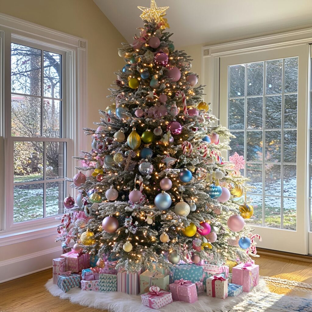 05. Candy-Colored Christmas Tree with Pastel Ornaments