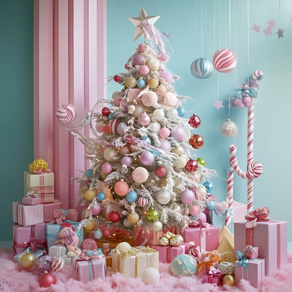 10. Candyland Christmas Tree: Sweeten Your Holidays with Candy-Themed Décor