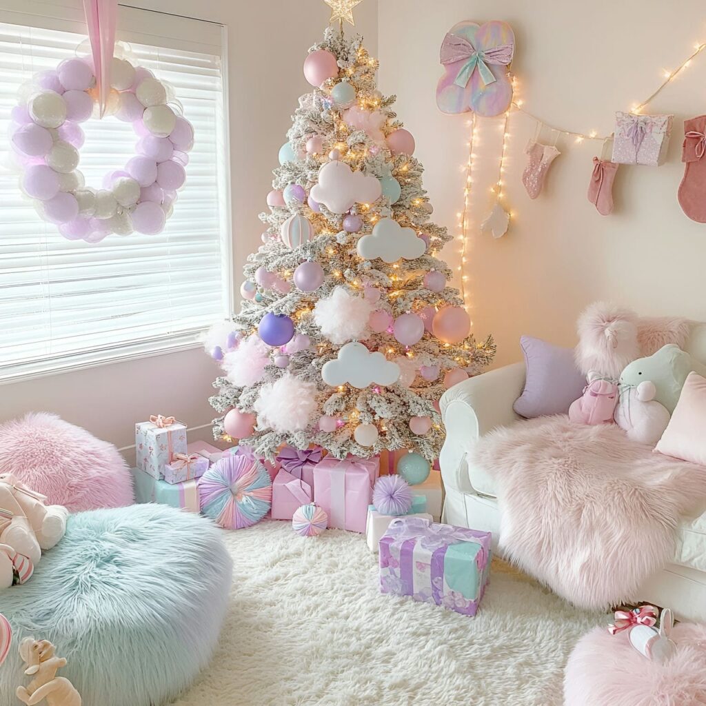 03. Candyland Pastel Christmas Tree with Candy-Shaped Ornaments