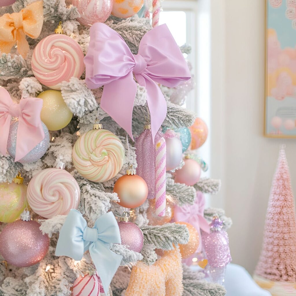 03. Candyland Pastel Christmas Tree with Candy-Shaped Ornaments