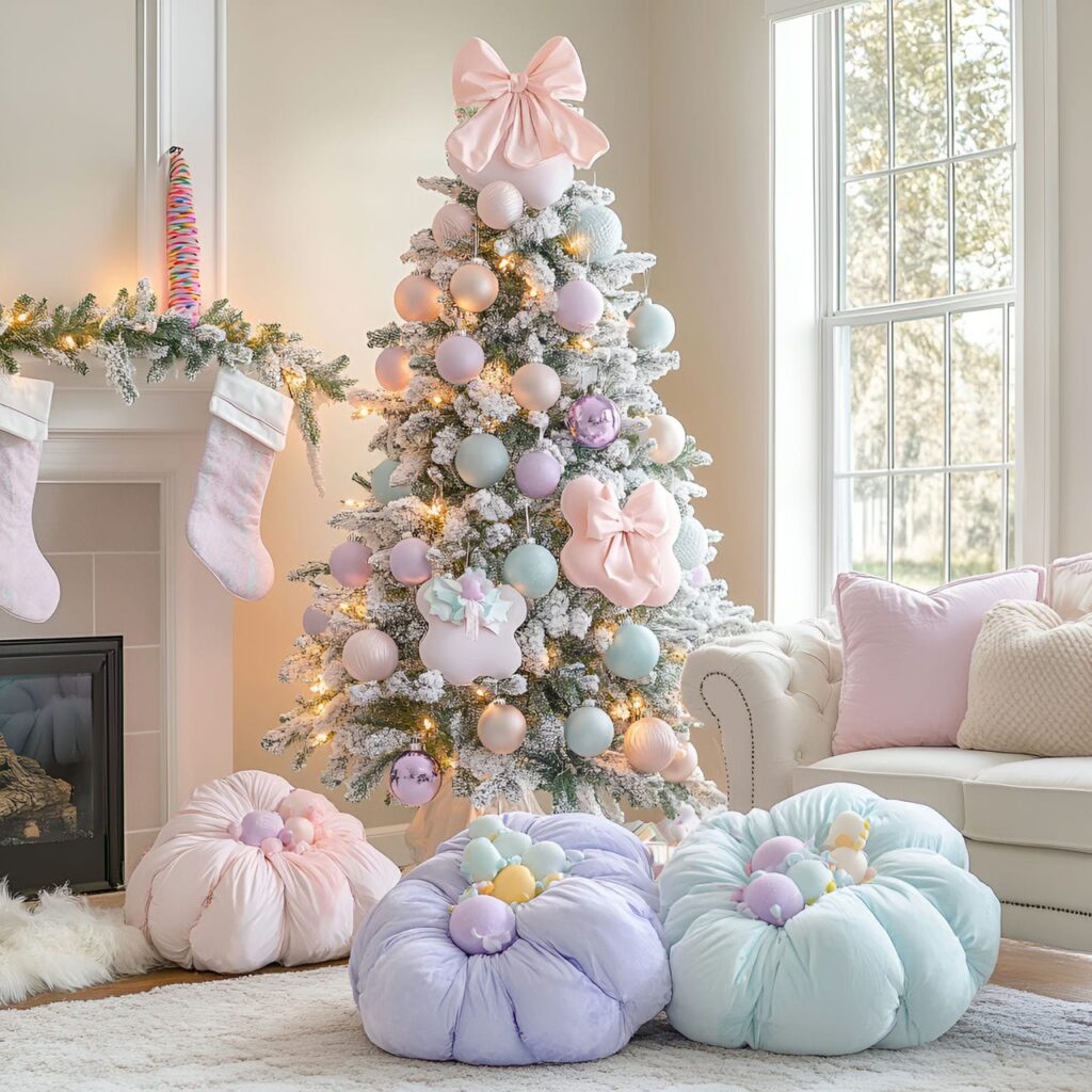 03. Candyland Pastel Christmas Tree with Candy-Shaped Ornaments