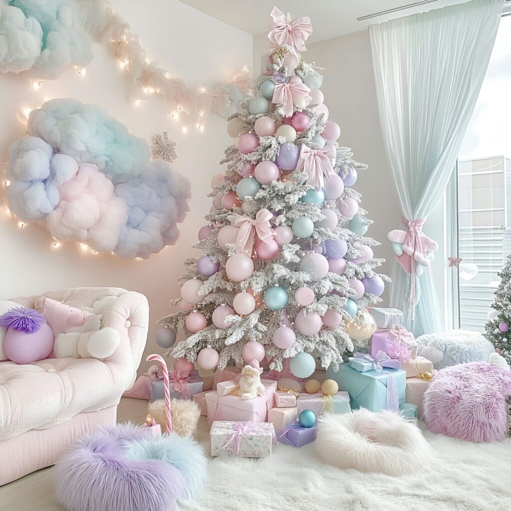 03. Candyland Pastel Christmas Tree with Candy-Shaped Ornaments