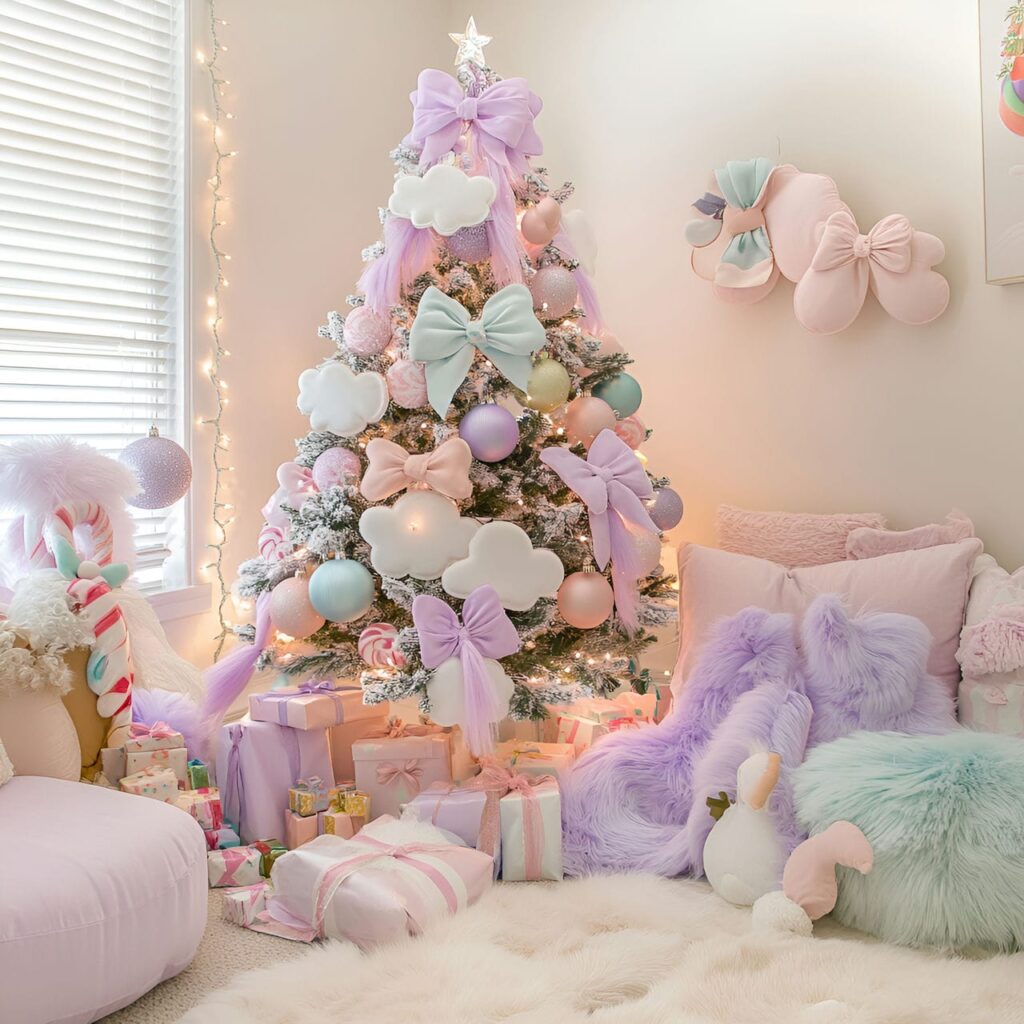 03. Candyland Pastel Christmas Tree with Candy-Shaped Ornaments