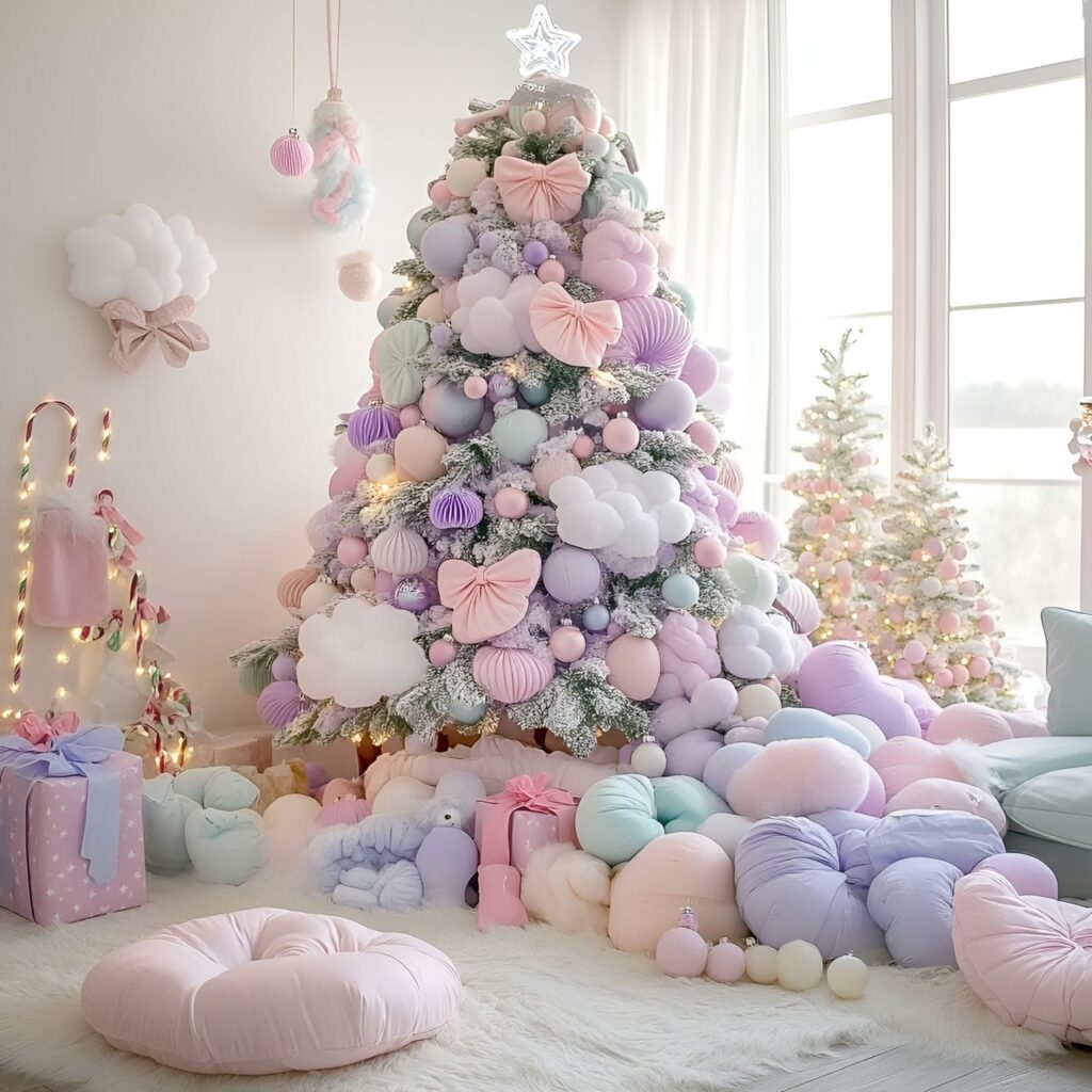 03. Candyland Pastel Christmas Tree with Candy-Shaped Ornaments