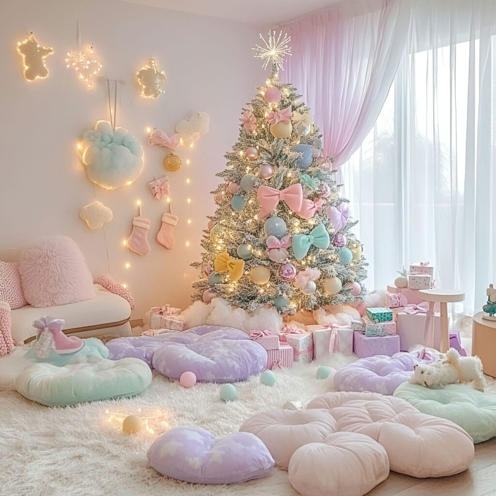 03. Candyland Pastel Christmas Tree with Candy-Shaped Ornaments