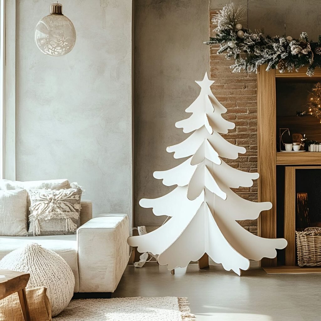 27. Cardboard Cutout Tree with Matte Holiday Silhouette