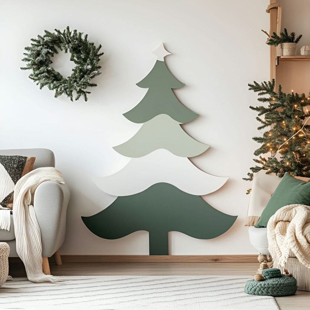 27. Cardboard Cutout Tree with Matte Holiday Silhouette