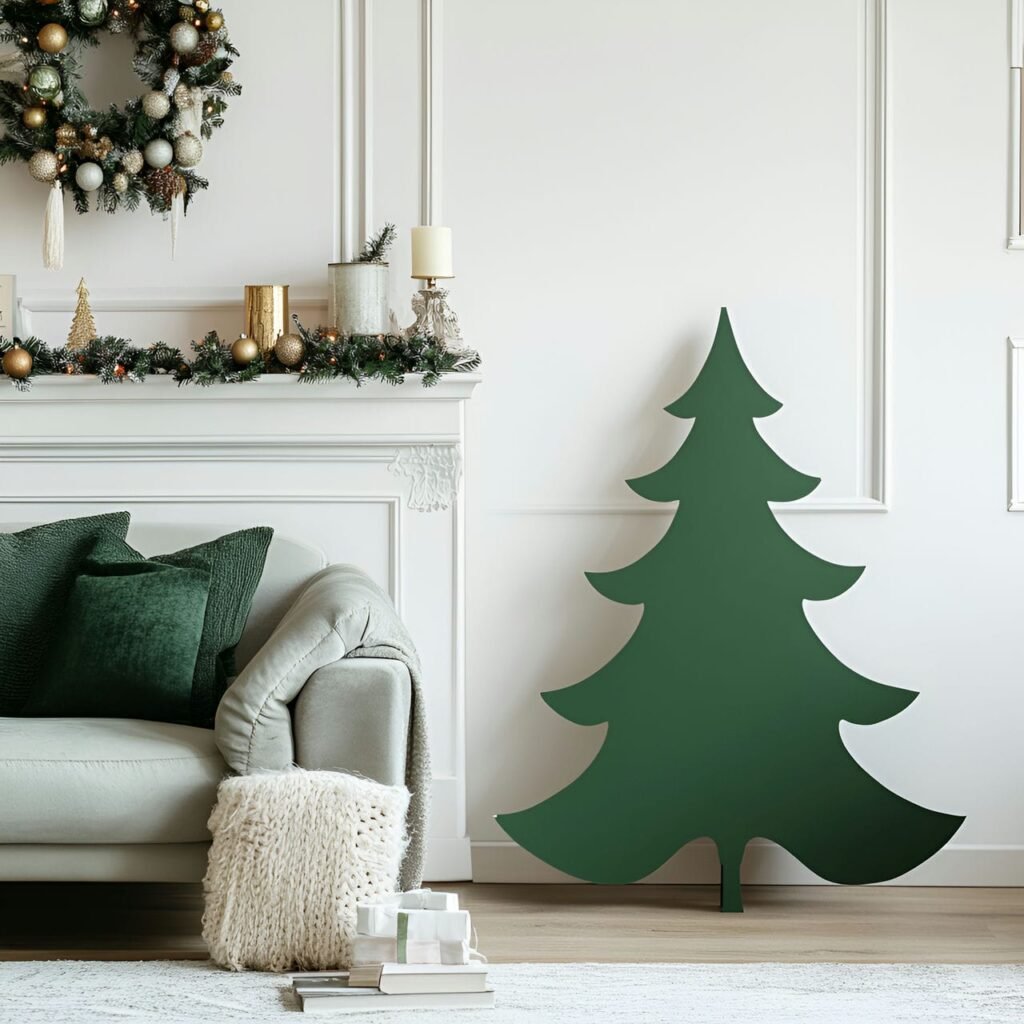 27. Cardboard Cutout Tree with Matte Holiday Silhouette