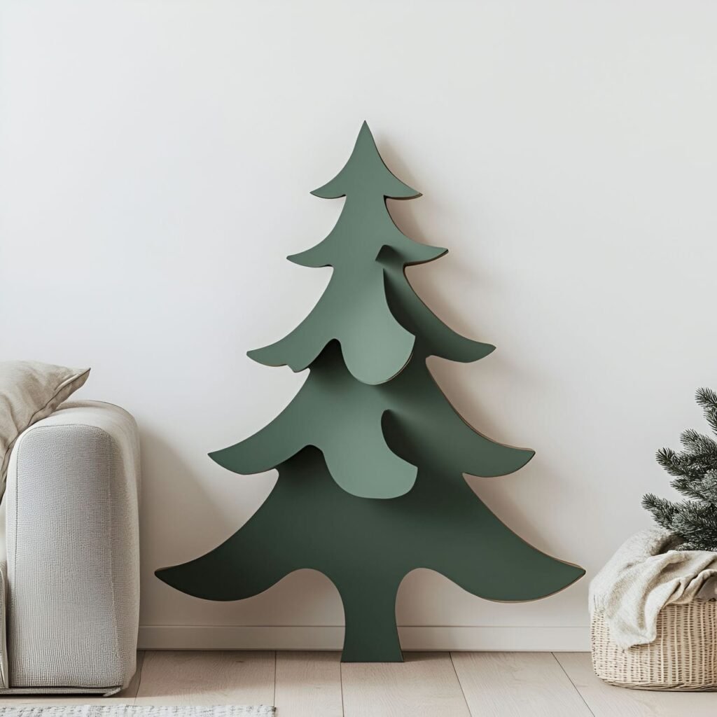 27. Cardboard Cutout Tree with Matte Holiday Silhouette