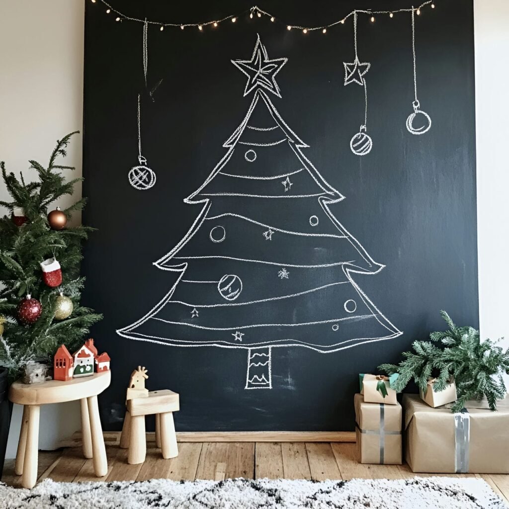 25. Chalkboard Tree Outline with Customizable Chalk Décor