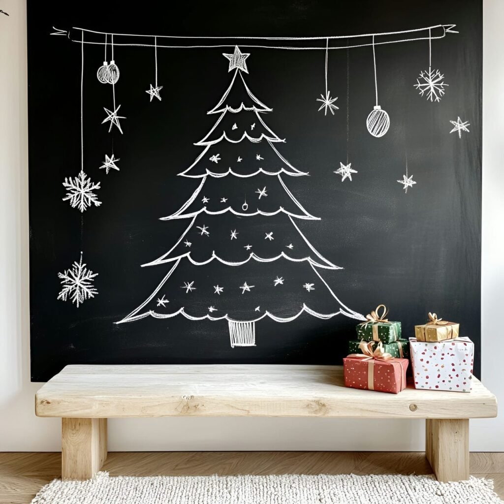 25. Chalkboard Tree Outline with Customizable Chalk Décor