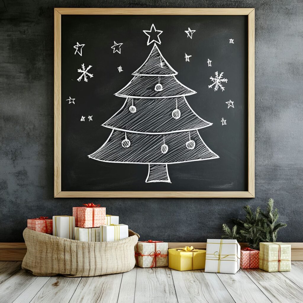 25. Chalkboard Tree Outline with Customizable Chalk Décor