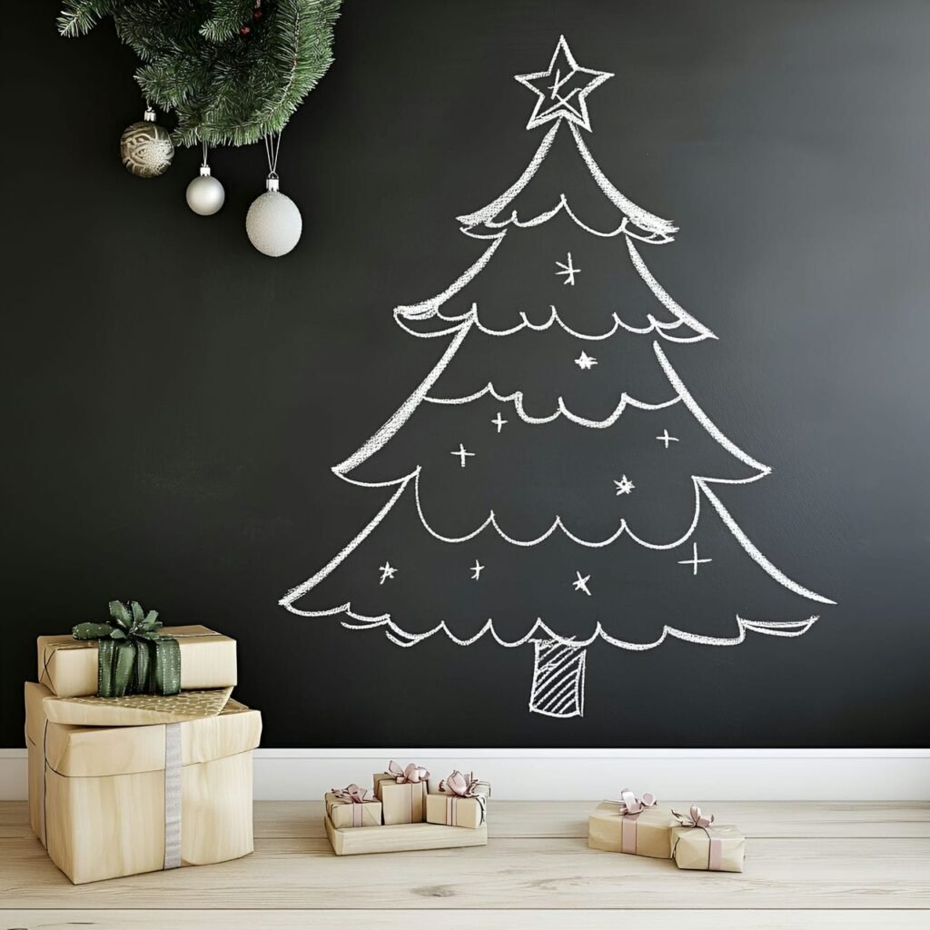 25. Chalkboard Tree Outline with Customizable Chalk Décor