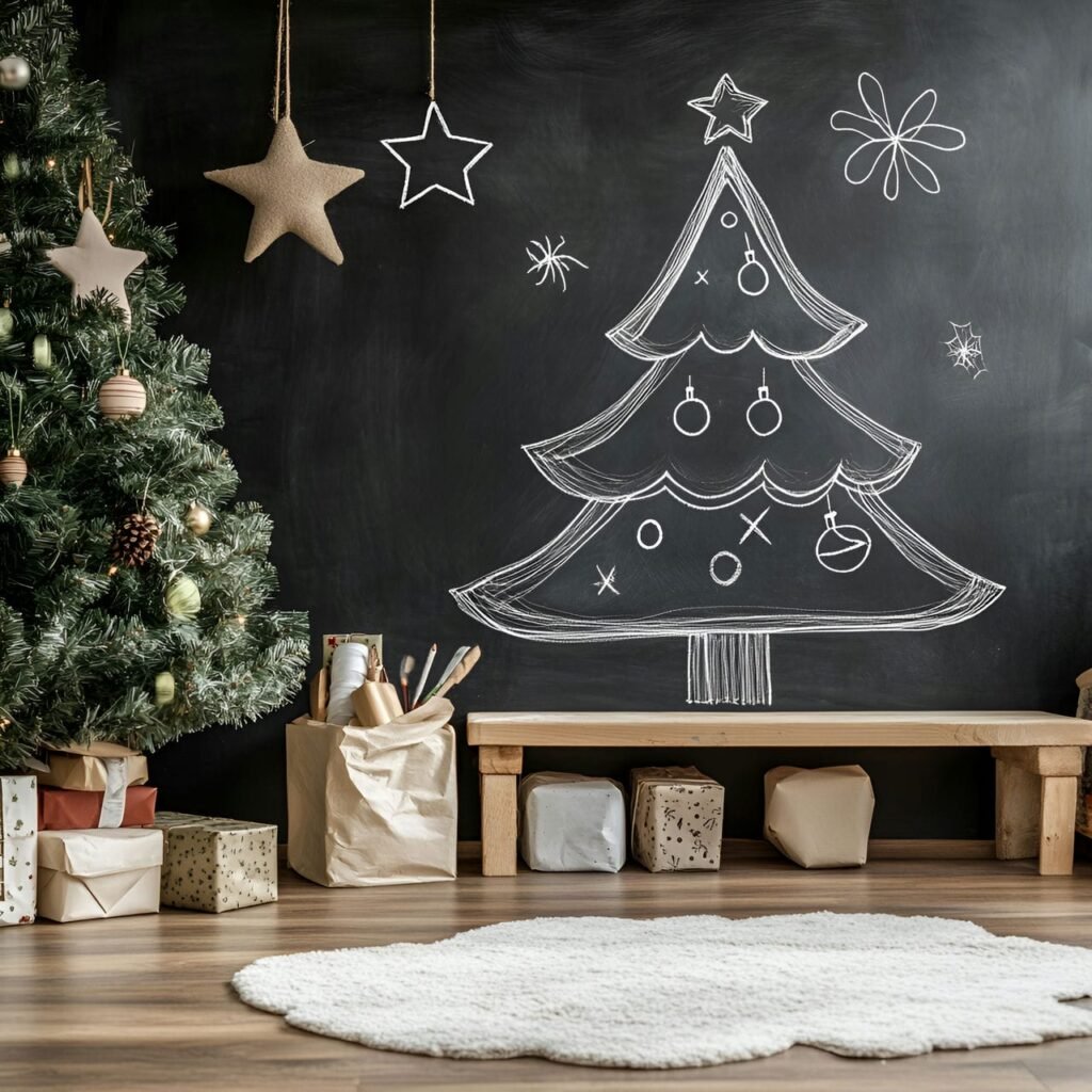 25. Chalkboard Tree Outline with Customizable Chalk Décor