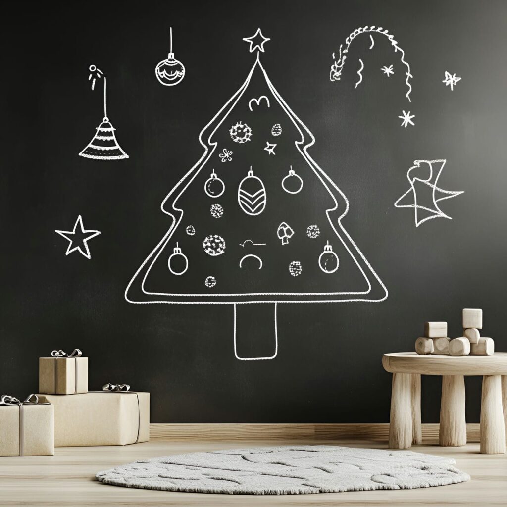 25. Chalkboard Tree Outline with Customizable Chalk Décor